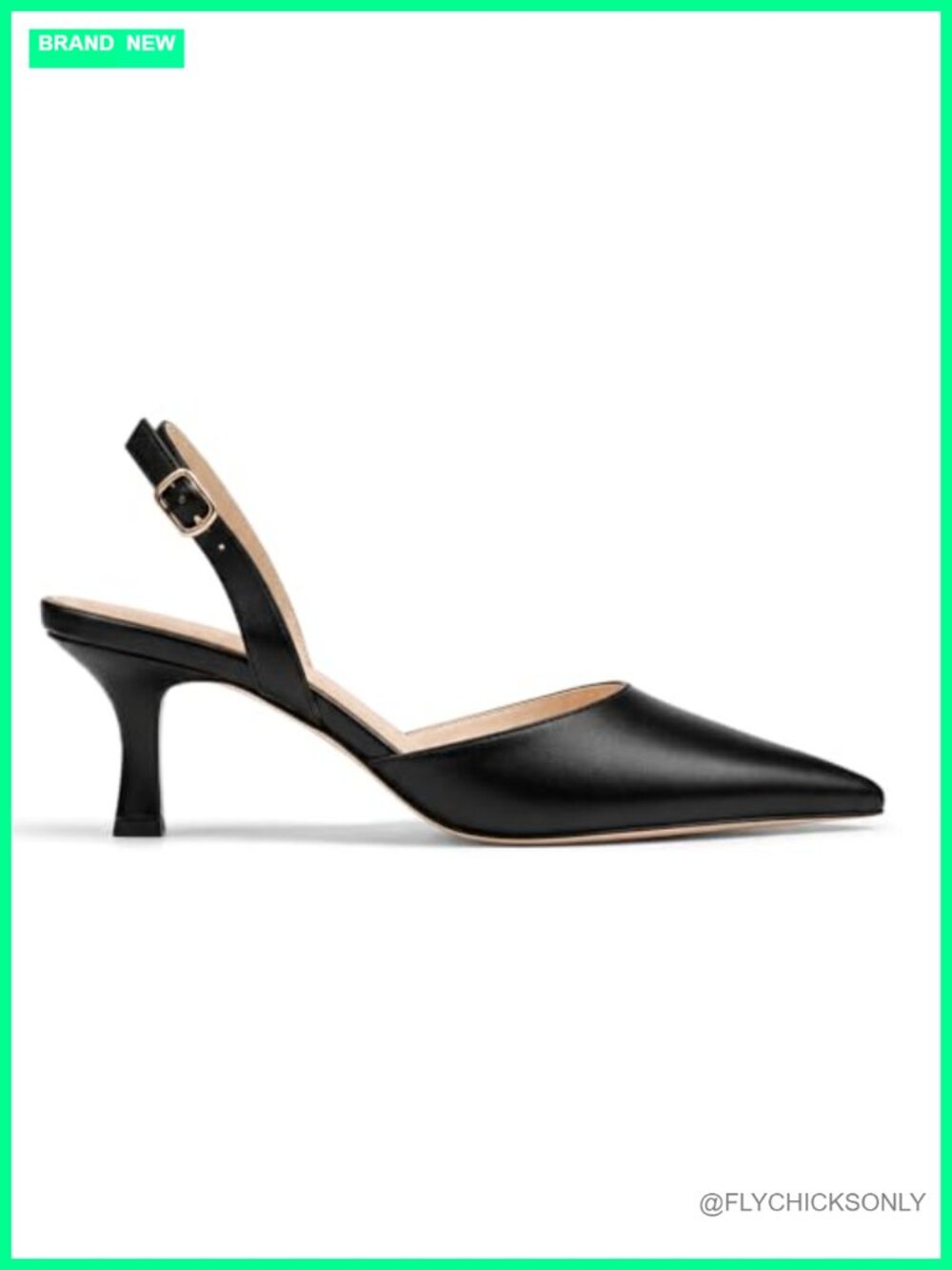 Womens Faux Leather Slingback Kitten Heels Pointed Toe Pumps D'Orsay Slip On